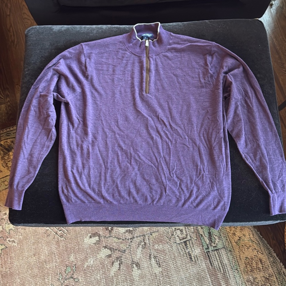 Peter Millar Men’s Autumn Crest Quarter-Zip - Merino Wool - Size XL - Purple